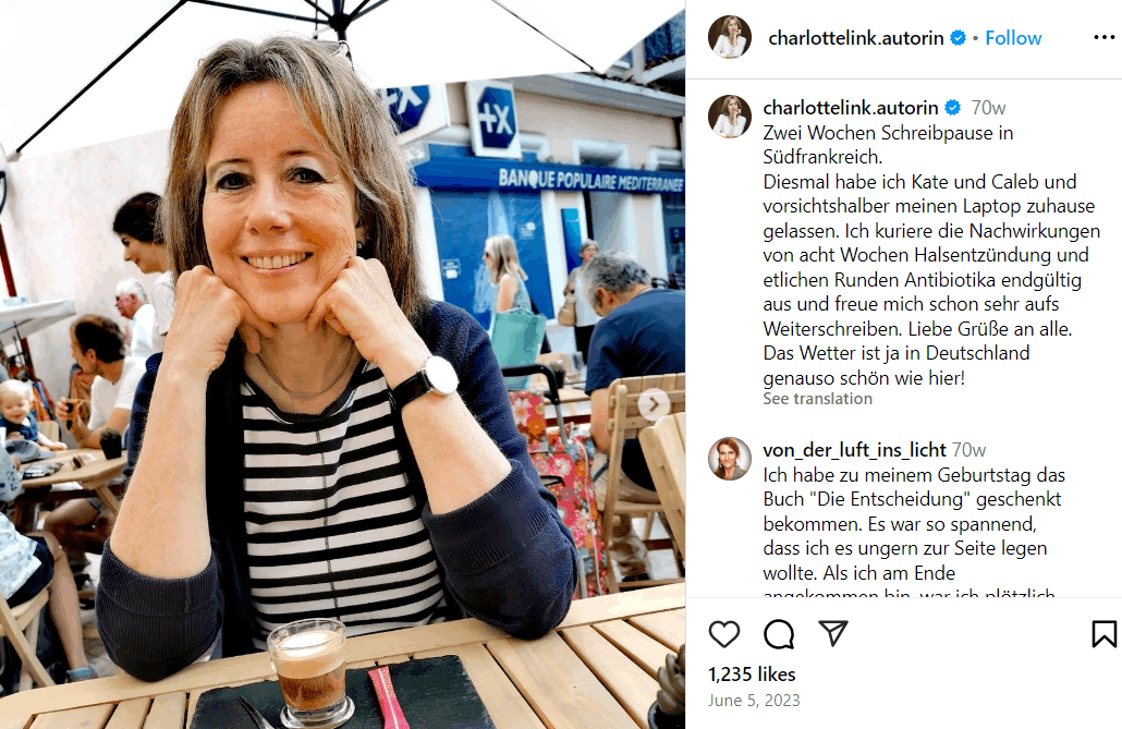 Charlotte Link Vermögen: Größe, Kinder, Alter, Partner, Eltern Charlotte Link Vermögen: Größe, Kinder, Alter, Partner, Eltern