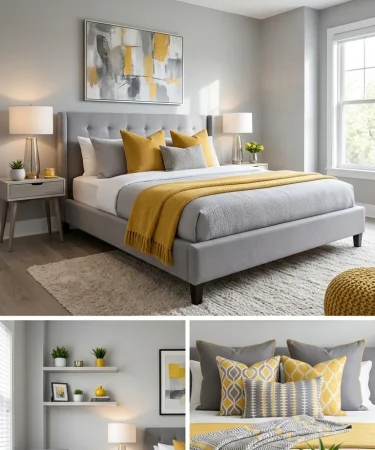 21 Yellow Grey Master Bedrooms Decor