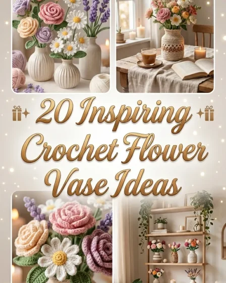20 Inspiring DIY Crochet Flower Vase Ideas