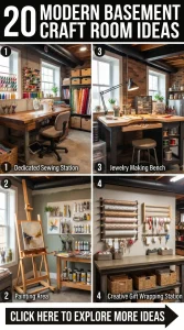 20 Modern Basement Craft Room Ideas
